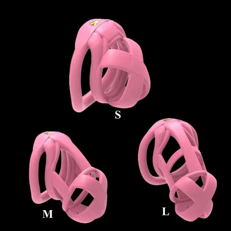 2025 NEW Male Chastity Cage Device Pink/Black Sleeve Cock Cage Mini Lock with 4 Penis Rings Bondage Fetish Adult Sex Toy for Men