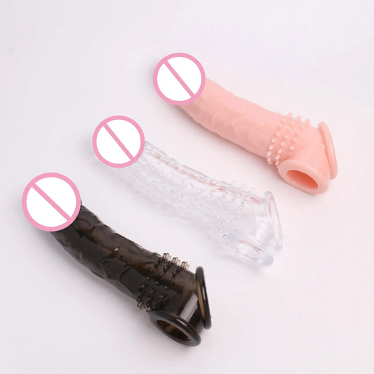 21Cm Silicone Enlargement Penis Extender Sleeve Stimulating Spikes Condom Delay Ejaculation Intimate Goods Adult Sex Toy for Man