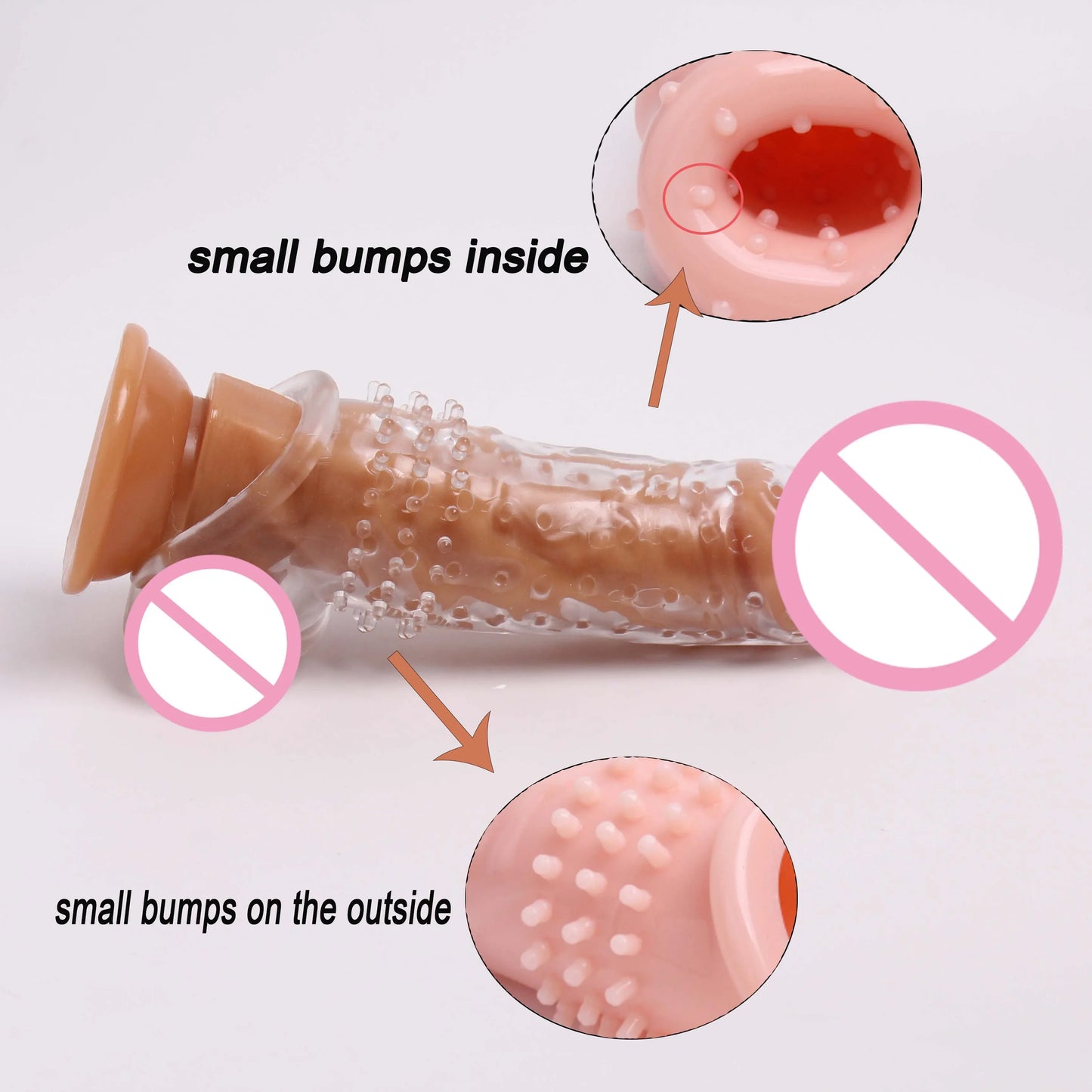 21Cm Silicone Enlargement Penis Extender Sleeve Stimulating Spikes Condom Delay Ejaculation Intimate Goods Adult Sex Toy for Man