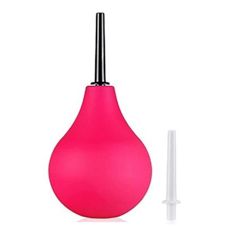 225ml Douche Anal Enema Shower Pump Container Red Pink Silicone Enema Syringe Bulb Kit Shower Cleaning Nozzle Tip Tool Gay