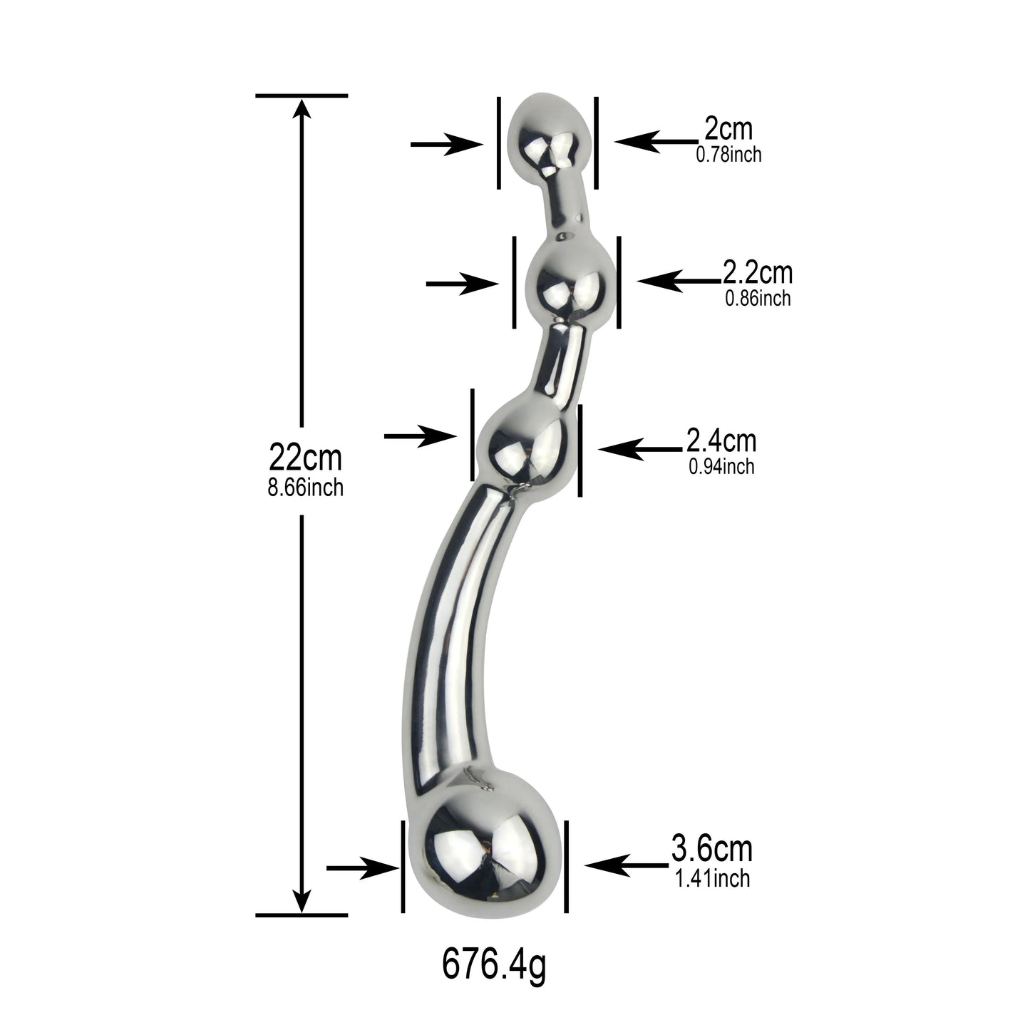 22cm Heavy Stainless Steel Double Heads Dildo Butt Plug G Spot Masturbators Wand Anal Beads Vaginal Stimulation Couple Sex Toys