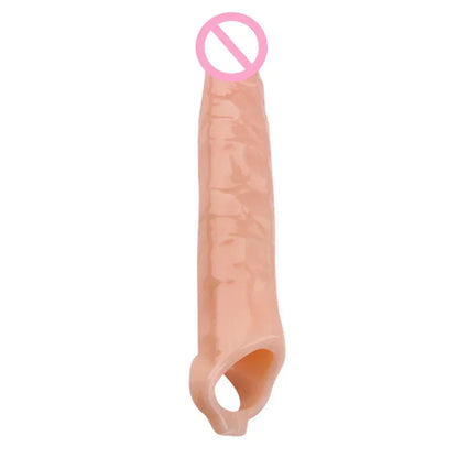 27cm Huge Penis Sleeve Bigger Cock Extender Sleeve Extended Dick Enlargement Reusable Condom Adult Sex Toys For Men