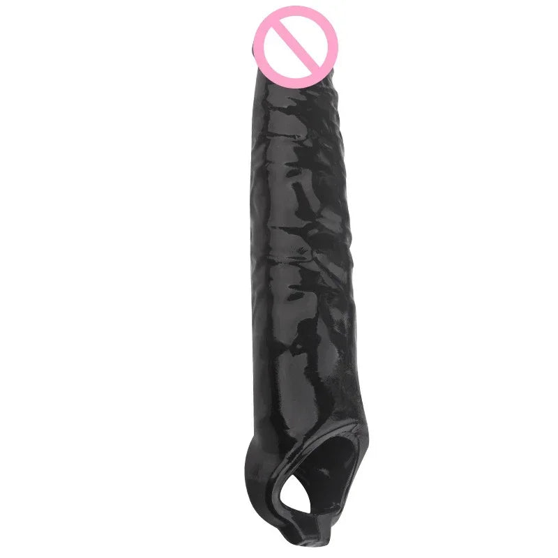 27cm Huge Penis Sleeve Bigger Cock Extender Sleeve Extended Dick Enlargement Reusable Condom Adult Sex Toys For Men