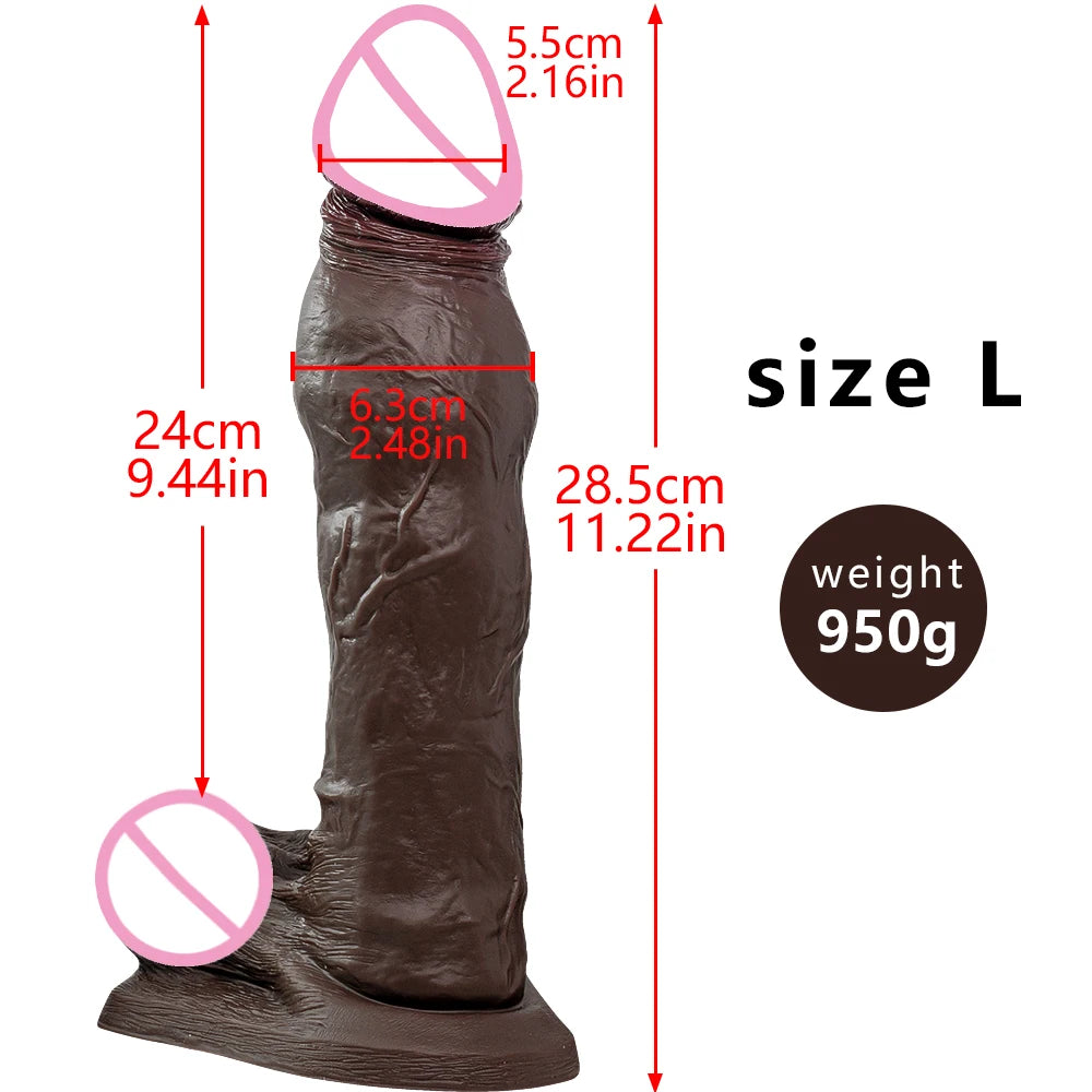 28.5cm Realistic Dildo Hands-Free Strong Sucker Huge Big Dildos Anal Plug Silicone Big Penis Sex Toy For Woman Sex Shop Adult 18