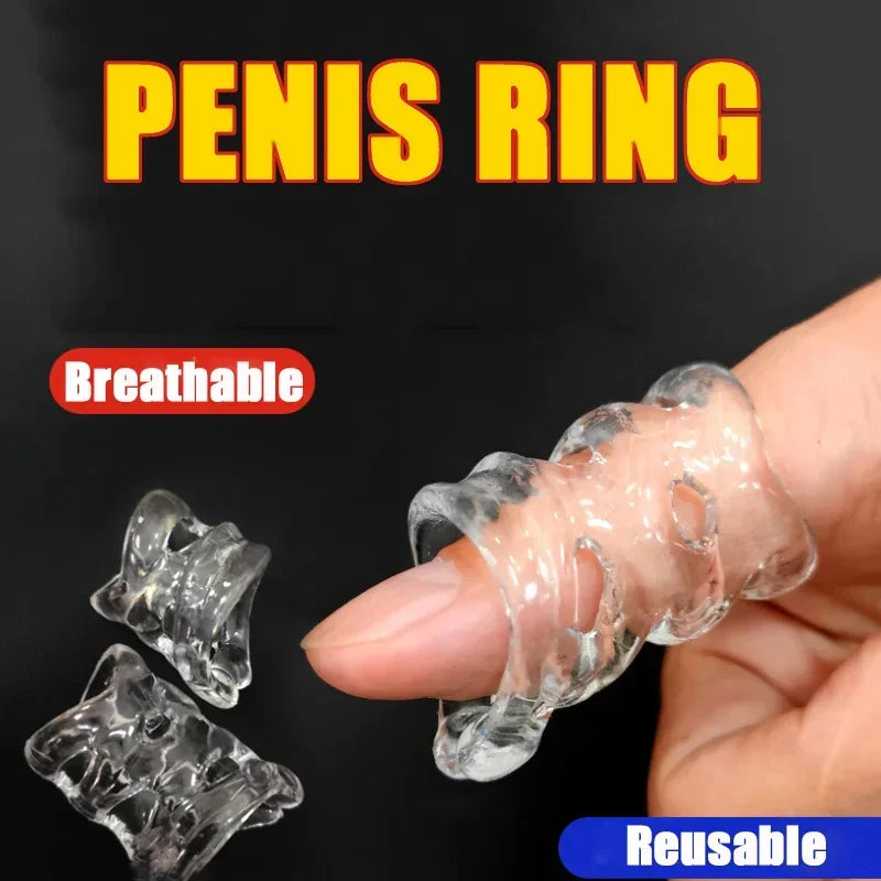 2PCS Transparent Male Foreskin Corrector Resistance Ring Delay Ejaculation Penis Rings Sex Toys for Men Daily/Night Cock Ring