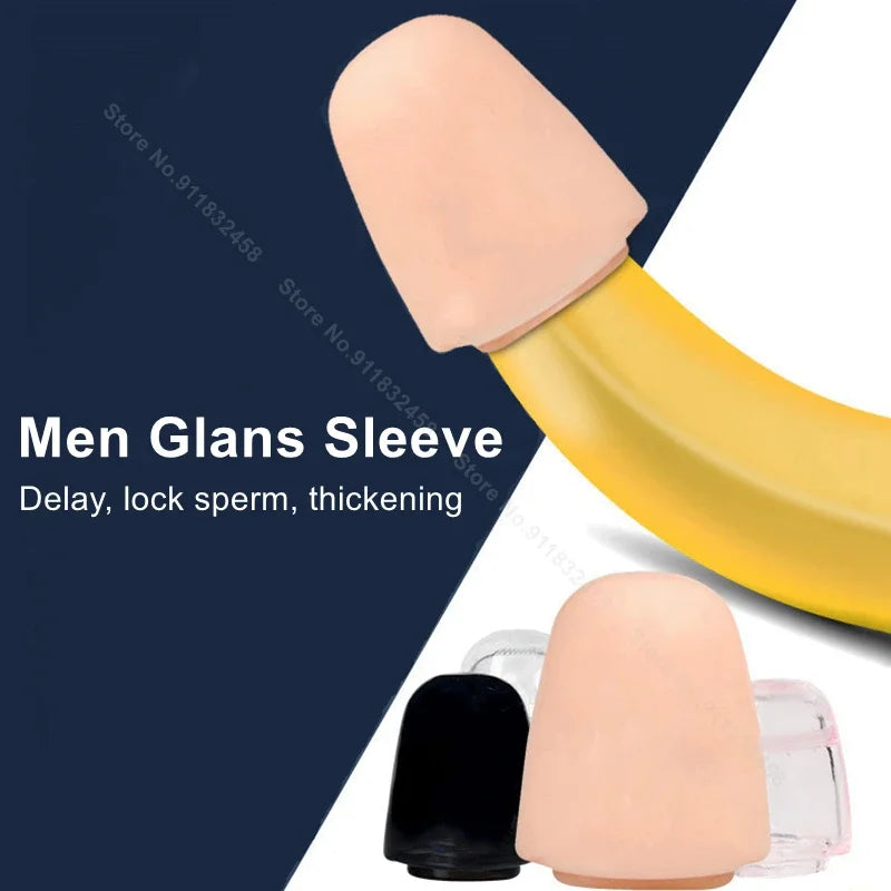 2Pcs Sleeve Men Delay Lock Fine Glans Male Silicone Penis Adult Sex Enhancer Semen Lock Ring Sex Toys For Men Sex Shop