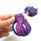 Laser Purple-Red Blue Pussy Vaginal Chastity Cage 5 Rings