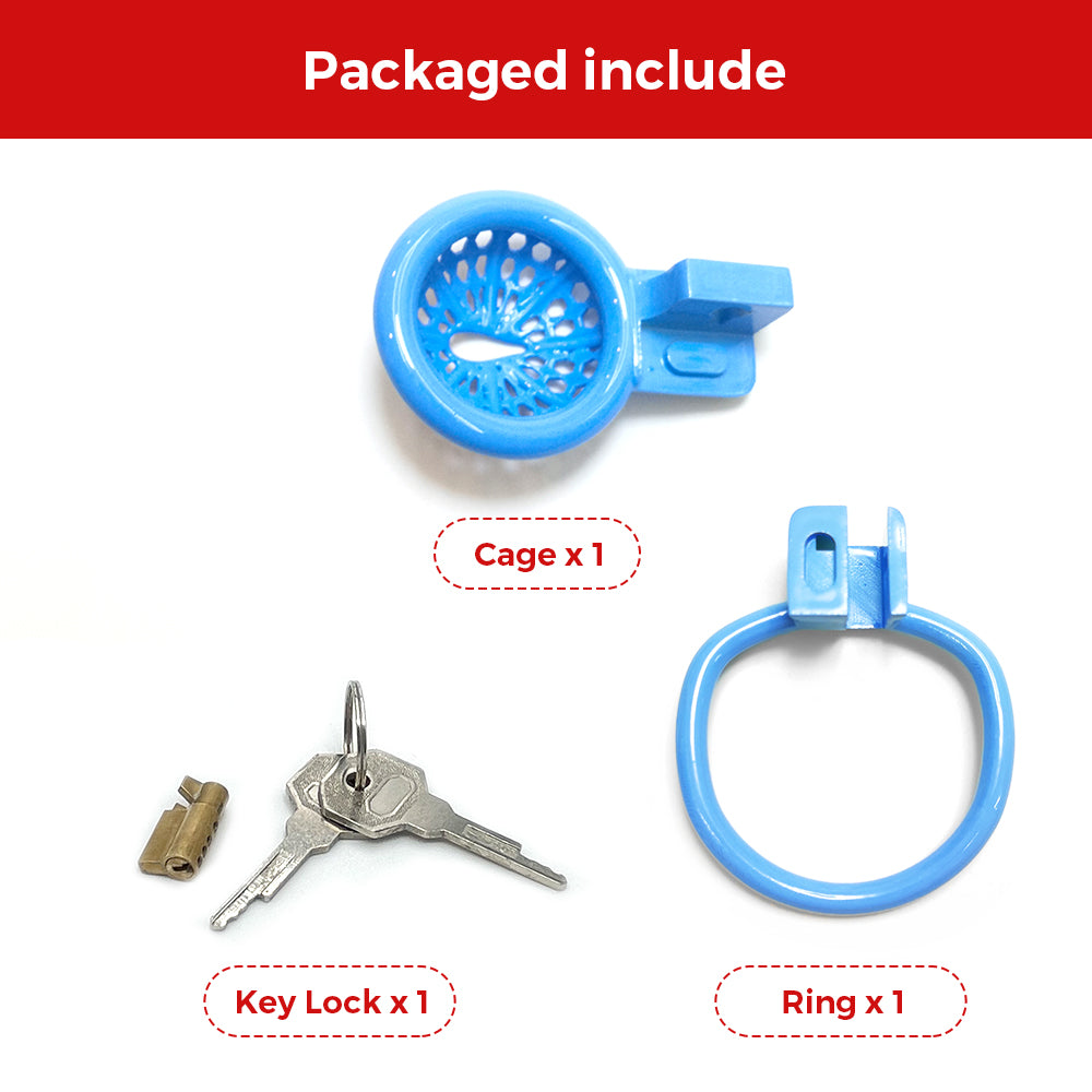 Blue Round Pan Small Chastity Device Cage