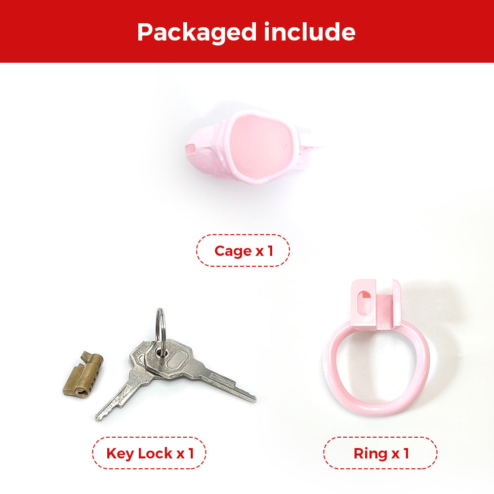 Simulation Penis Pink Lock Chastity Cage