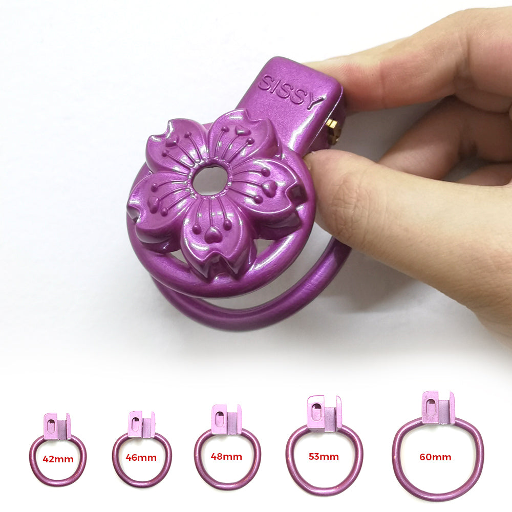 Purple BDSM SISSY Petal Chastity Cage Devices