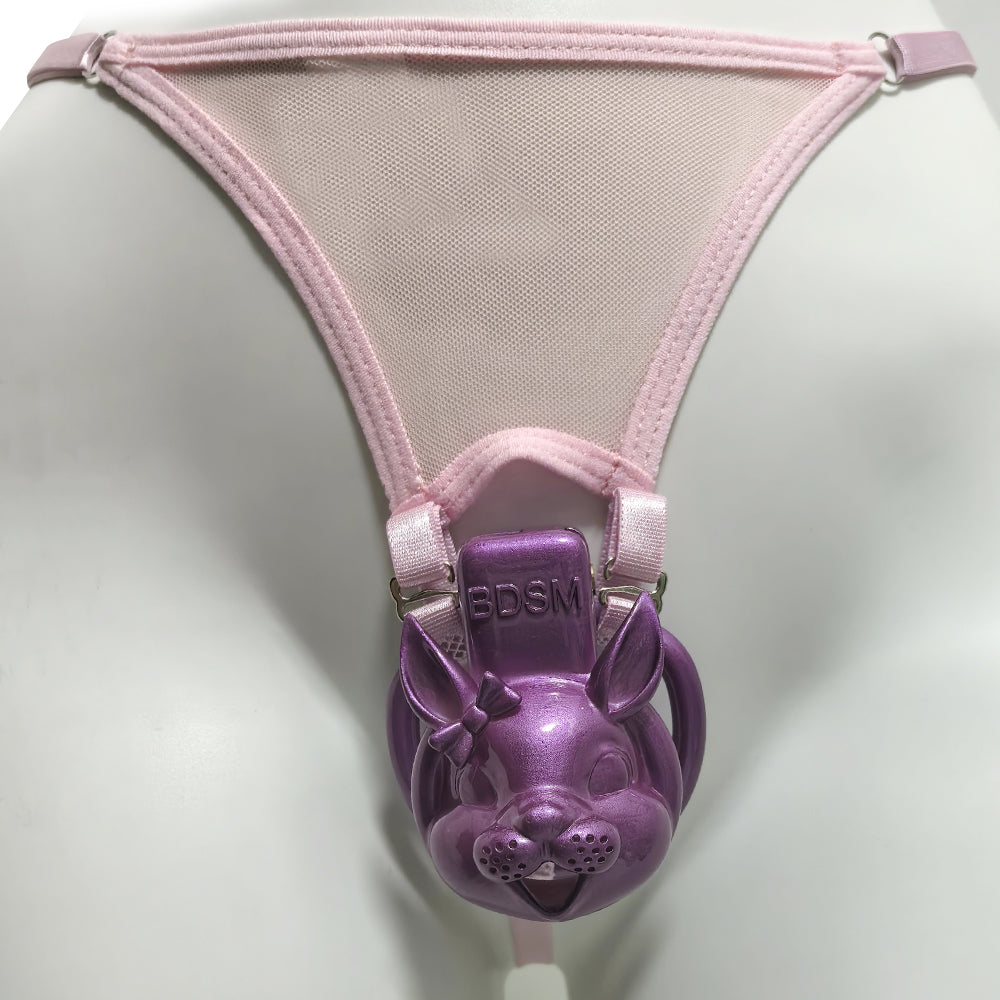 Pink Thong Chastity Cage Lock Fixed Belt Auxiliary Belt Anti Falling  BDSM