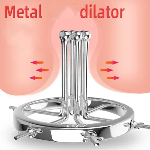 2pcs Bondage Wrap Open Leg Clitoral&Anal Plug Clamp Speculum Dilator Metal Butt Plug Lock Vagina Sex Toys for Couples Men BDSM