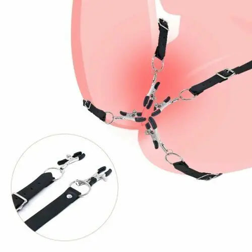 2pcs Bondage Wrap Open Leg Clitoral&Anal Plug Clamp Speculum Dilator Metal Butt Plug Lock Vagina Sex Toys for Couples Men BDSM