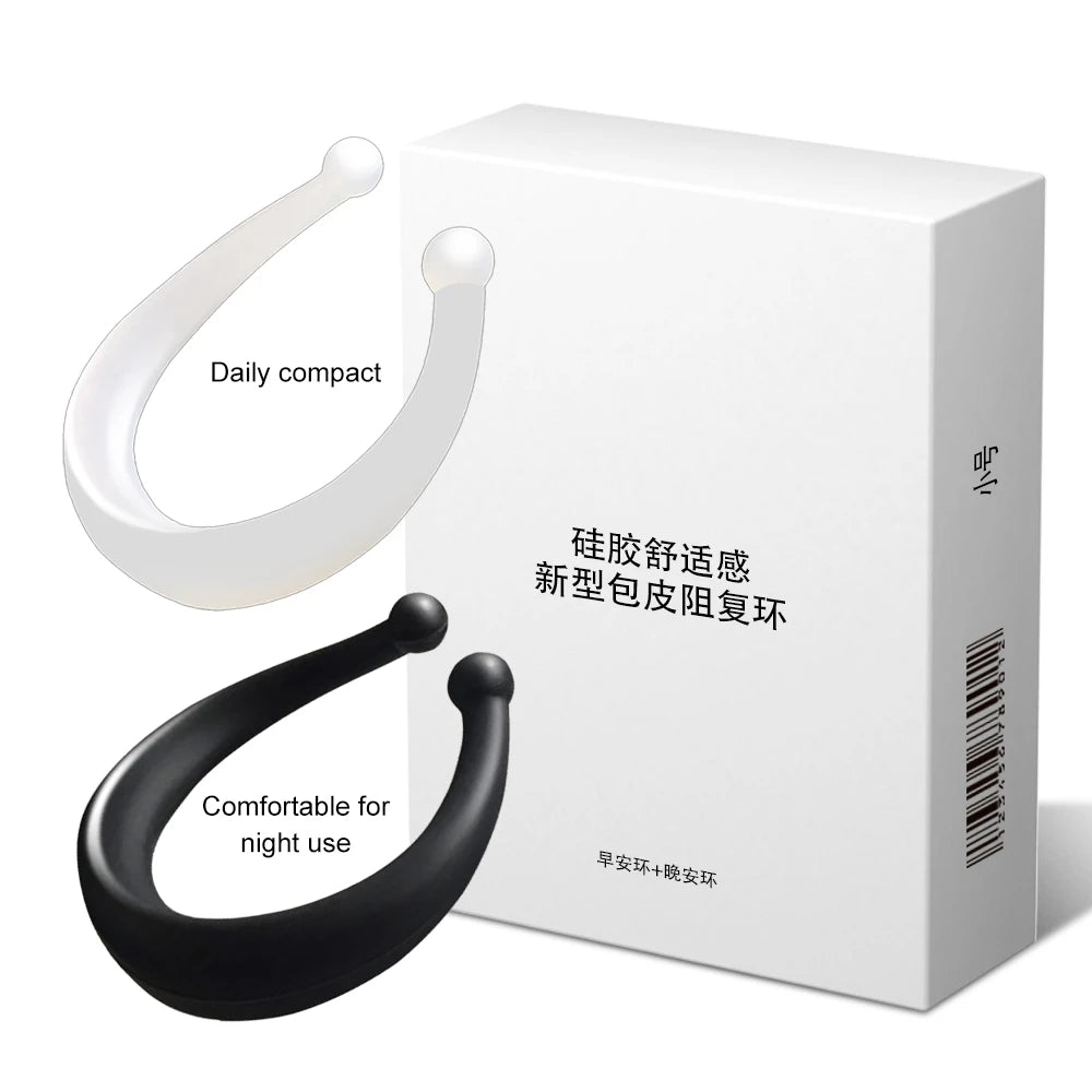 2pcs Penis Rings for Beginer Foreskin Corrector Male Masturbator Delay Ejaculation Cock Rings Penis Training for Adult Sex Toys