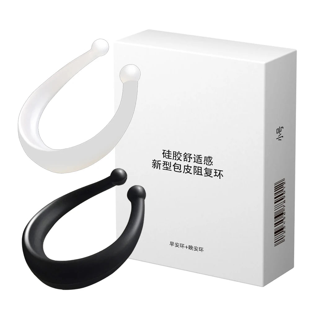 2pcs Penis Rings for Beginer Foreskin Corrector Male Masturbator Delay Ejaculation Cock Rings Penis Training for Adult Sex Toys