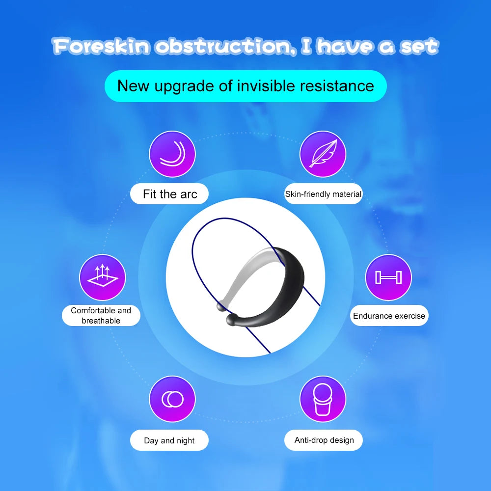 2pcs Penis Rings for Beginer Foreskin Corrector Male Masturbator Delay Ejaculation Cock Rings Penis Training for Adult Sex Toys
