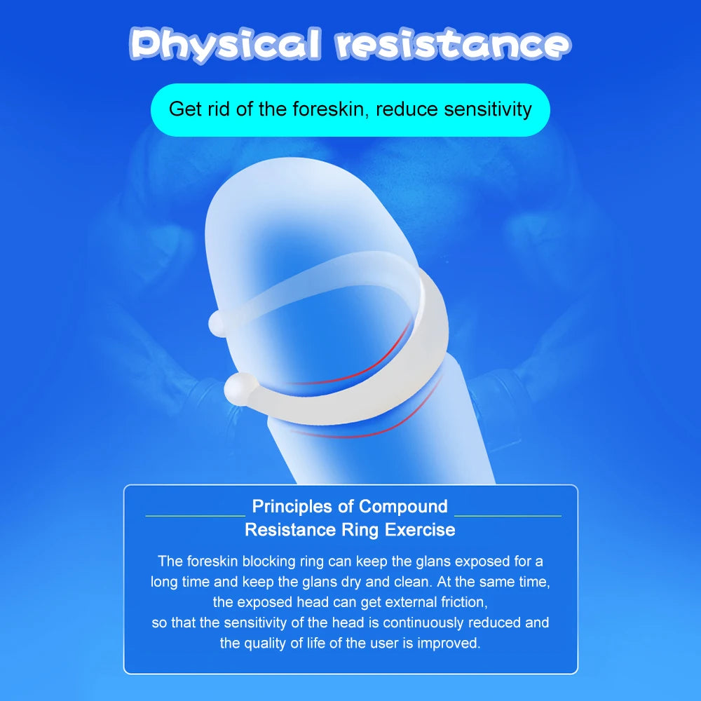 2pcs Penis Rings for Beginer Foreskin Corrector Male Masturbator Delay Ejaculation Cock Rings Penis Training for Adult Sex Toys