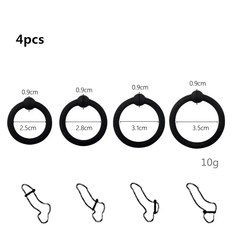 3/4 pcs Penis Rings Cock Rings Sleeve Delay Ejaculation Silicone Beaded Time Lasting Erection Sex Toys for Men Adult Games