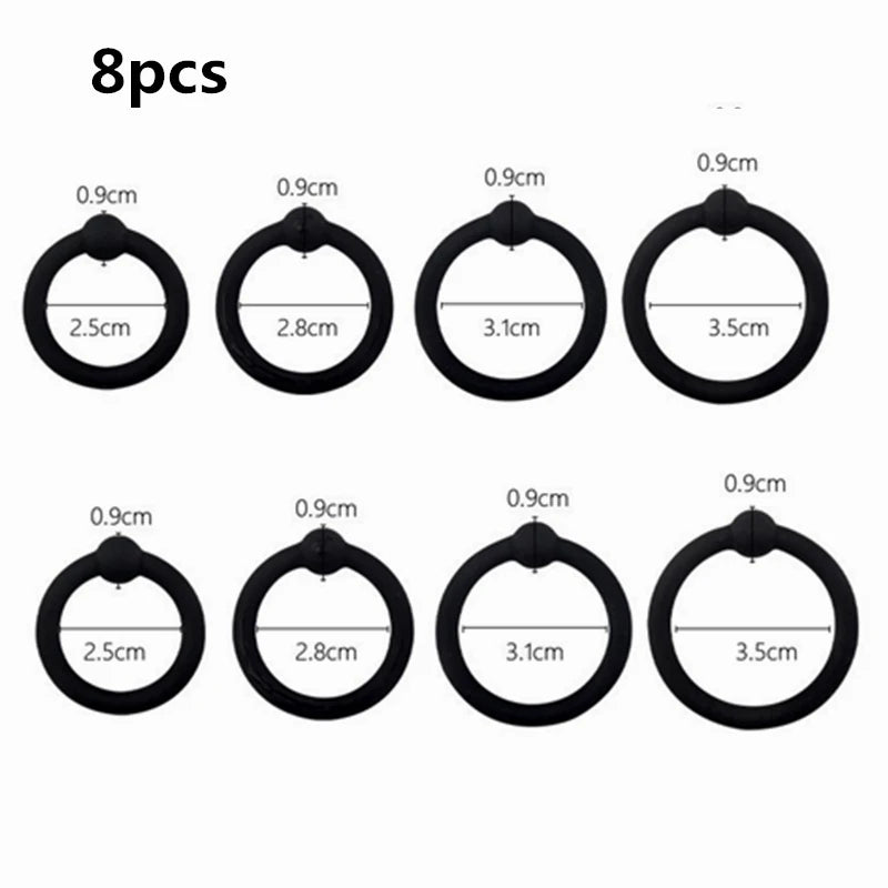 3-8 PCS Men's Silicone Cock Ring Erection Ring for Ejaculation Delay Sex Toys for Men Couples Clitoris Stimulator Penis Ring