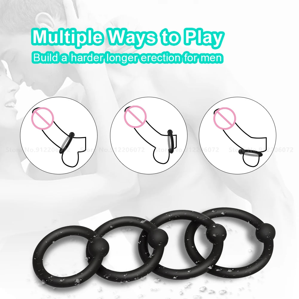 3-8 PCS Men's Silicone Cock Ring Erection Ring for Ejaculation Delay Sex Toys for Men Couples Clitoris Stimulator Penis Ring