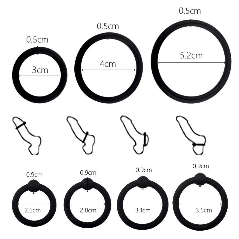 3-8 PCS Men's Silicone Cock Ring Erection Ring for Ejaculation Delay Sex Toys for Men Couples Clitoris Stimulator Penis Ring