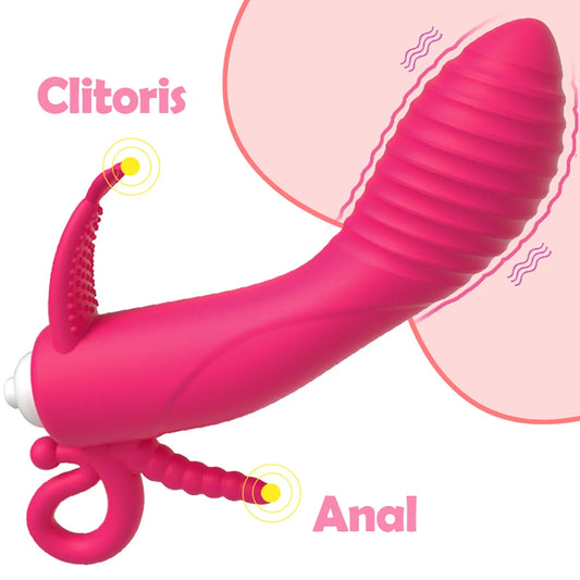 3 In 1 Vibrator Rabbit Dildo Waterproof Vaginal Clitoral Anal Stimulator Vibration Erotic Sex Toys for Women Couples Sex Shop