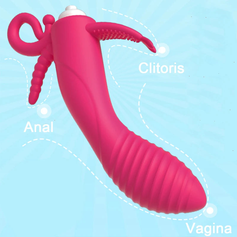 3 In 1 Vibrator Rabbit Dildo Waterproof Vaginal Clitoral Anal Stimulator Vibration Erotic Sex Toys for Women Couples Sex Shop