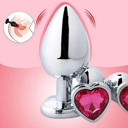 3 Sizes Anal Plug Heart Stainless Steel Crystal Anal Plug Stimulator Butt Plug Prostate Massager Dildo Anal Sex Toy for Man Wife