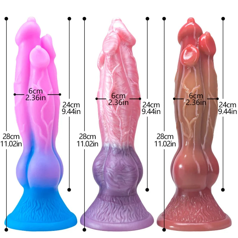 3 heads in 1 Dildo Butt Plug Thick Penises With Suction Cup Adult Sex Toys For Women Huge Cock Anal Plug Female Masturbation