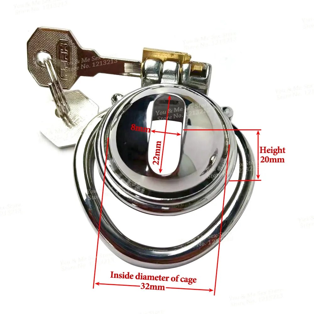 Stainless Steel Male Strap on Mini Chastity Device