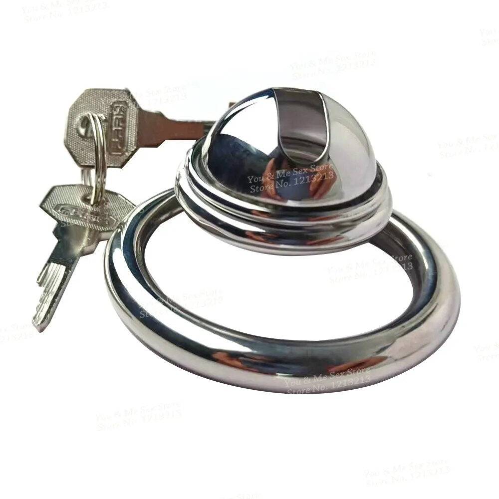 Stainless Steel Male Strap on Mini Chastity Device