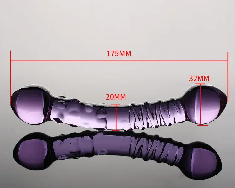 32mm Purple Artificial Pyrex Glass Dick Anal Butt Plug Beads Crystal Dildo Penis for Adults Games Prostate Massage Sex Toys