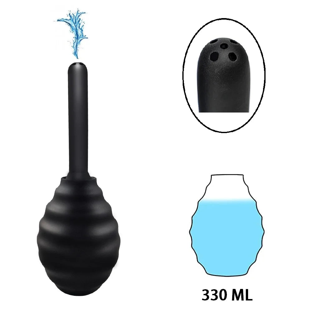 330ml Bulb Container ball douche silicone enema syringe shower cleaning head anal beads butt plug nozzle tip Hygiene tool gay