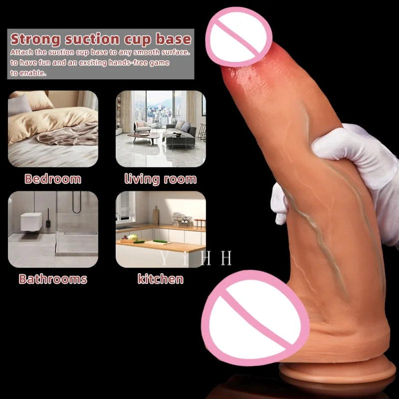 33CM Stiff Cock Realistic Silicone Dildo Super Large Dildo With Thick Penis Real Dong Powerful Suction Cup Sex Toy For Men Women