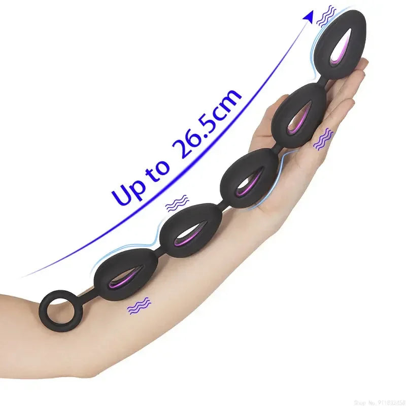 33cm Long Anal Bead Men Cock Ring For Small Penis Sex Toys Prostate Stimulator Silicone Butt Plug With Tail Buttplug Ball