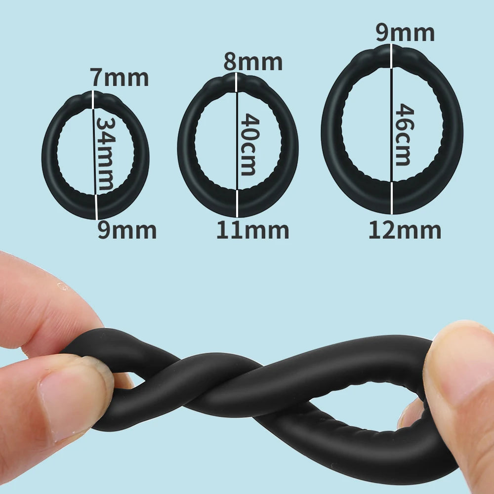 34mm/40mm/46mm Penis Ring Penis Trainer Delayed Ejaculation High Elasticity Durable Erection Ring Sex Toys For Men