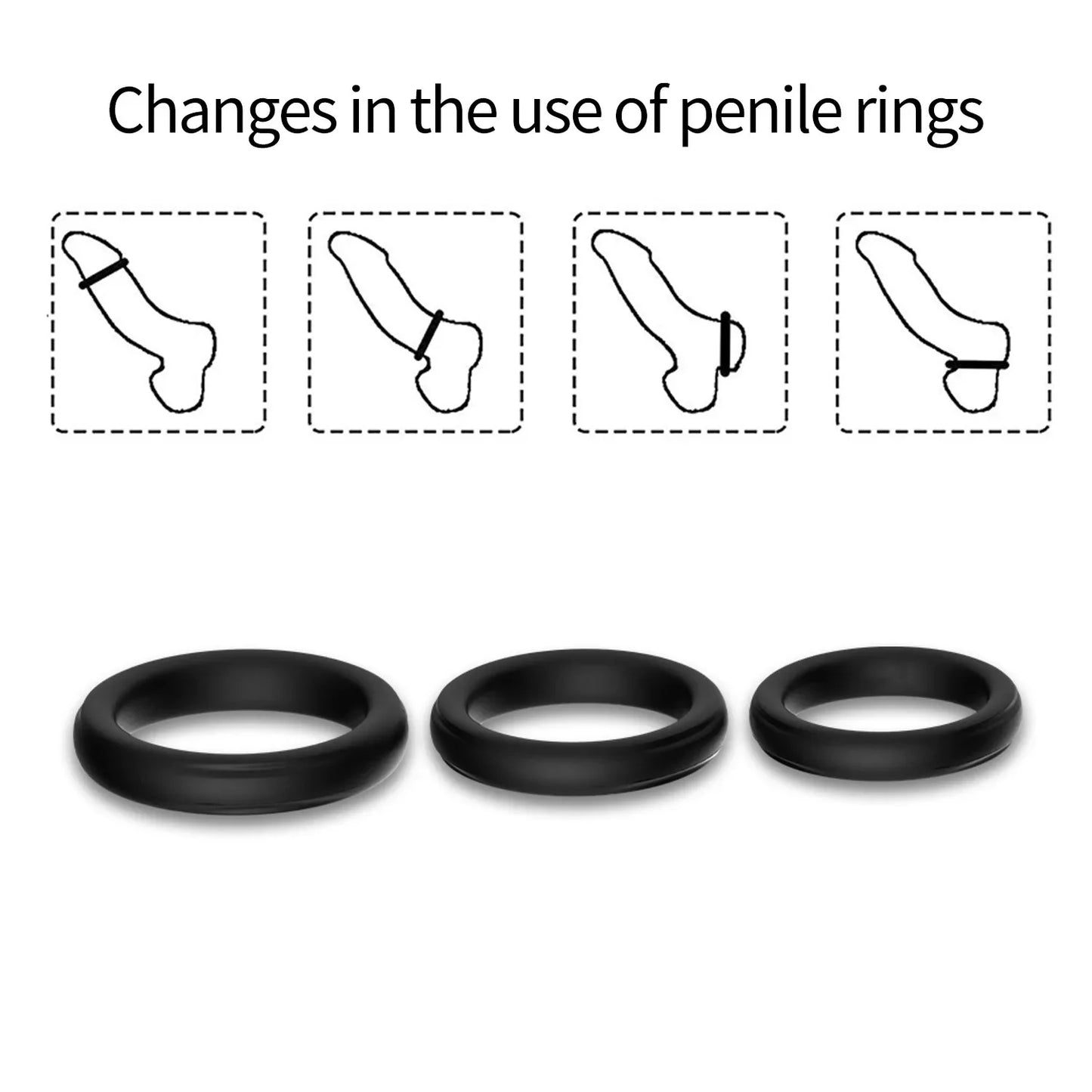 3PCS Durable Silicone Cock Rings Flash In The Night Lock Penis Ring Sex Toys For Men Male Delay Ejaculation Scrotum Lock Ring