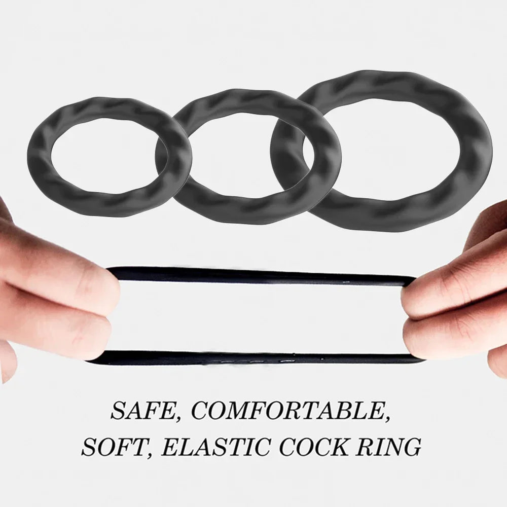 3PCS Penis Ring Male Cock Rings Penis Sleeve Penis Trainer Delay Ejaculation High Elasticity Time Lasting Sex Toys for Adult Men