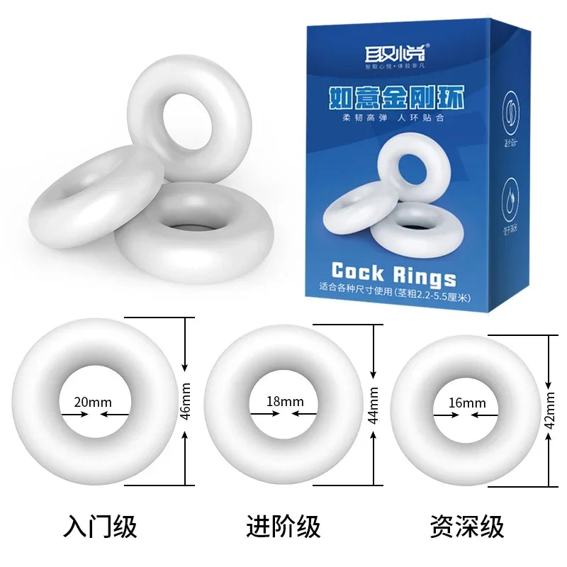 3PCS Silicone Multifunction Penis Ring Cock Ring For Men Male Ejaculation Delay Ejaculation Long Lasting Cockring For Beginner