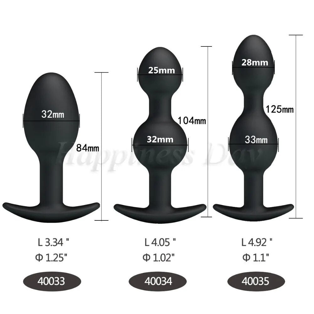 3Size Anal Plug Inside Metal Ball Erotic Anal Beads Butt Plug Prostate Massager Anus Dildo Muscles Trainer Sex Toy For Women Men