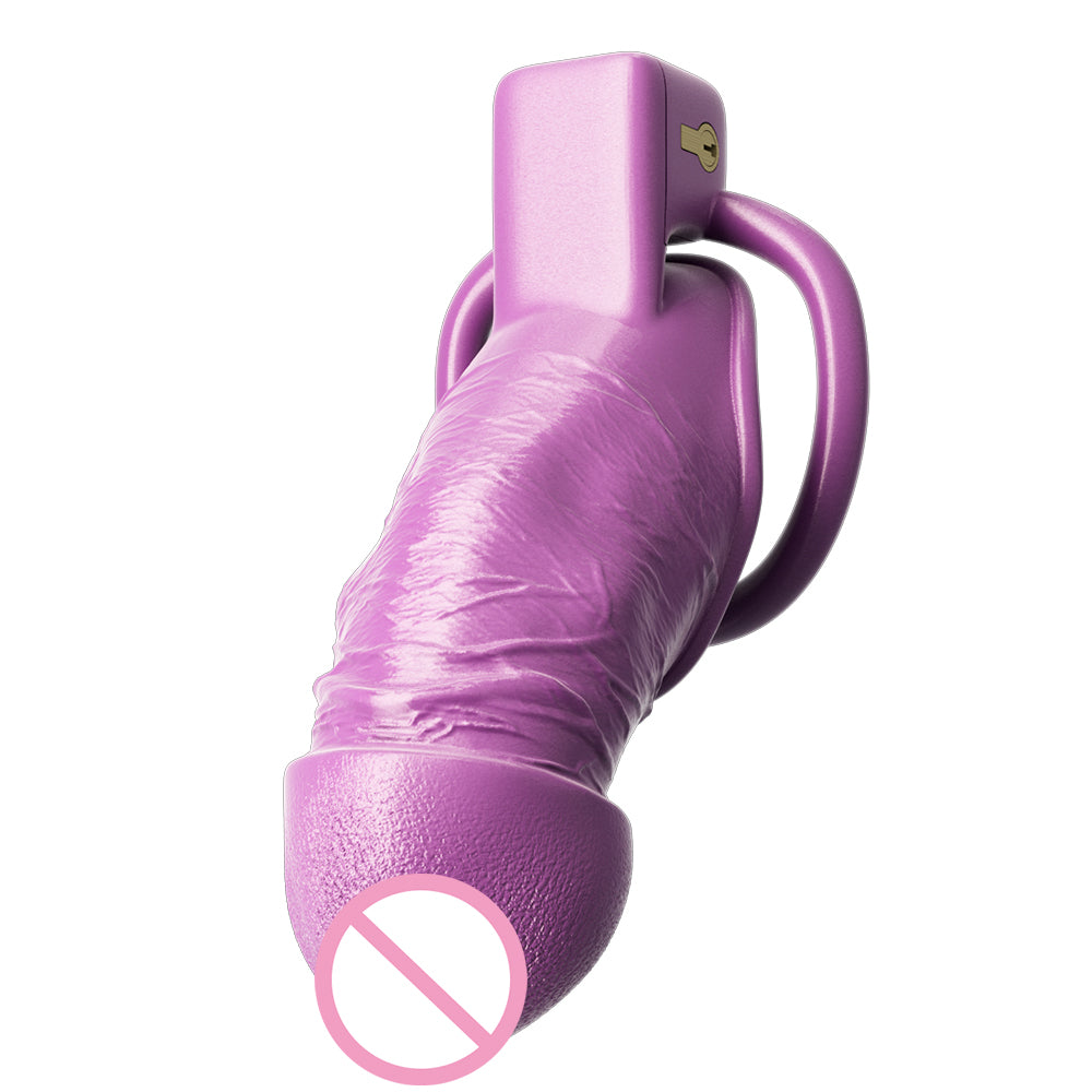 Simulation Penis Purple Lock Chastity Cage