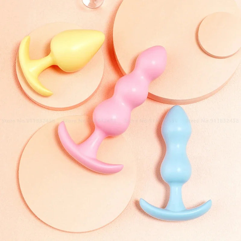 3pc/Set Soft Silicone Anal Plugs Beginner Anal Stimulator Trainer Sex Play Toy for Women Couples G-spot Massage Sex Product