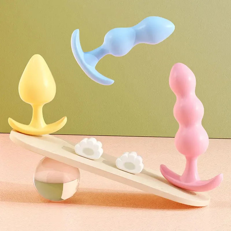 3pc/Set Soft Silicone Anal Plugs Beginner Anal Stimulator Trainer Sex Play Toy for Women Couples G-spot Massage Sex Product