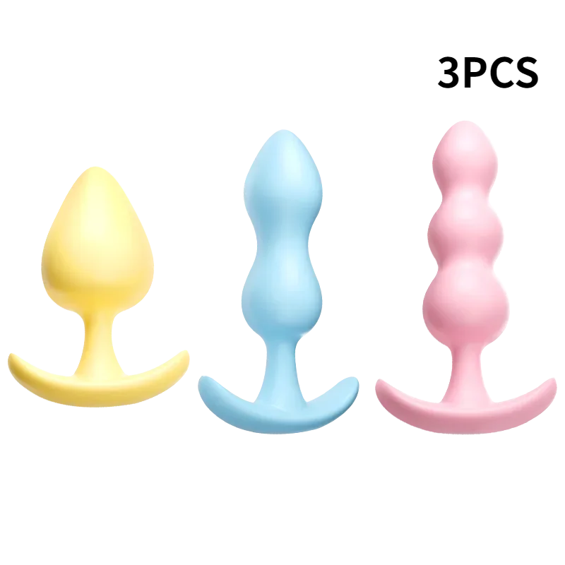 3pc/Set Soft Silicone Anal Plugs Beginner Anal Stimulator Trainer Sex Play Toy for Women Couples G-spot Massage Sex Product