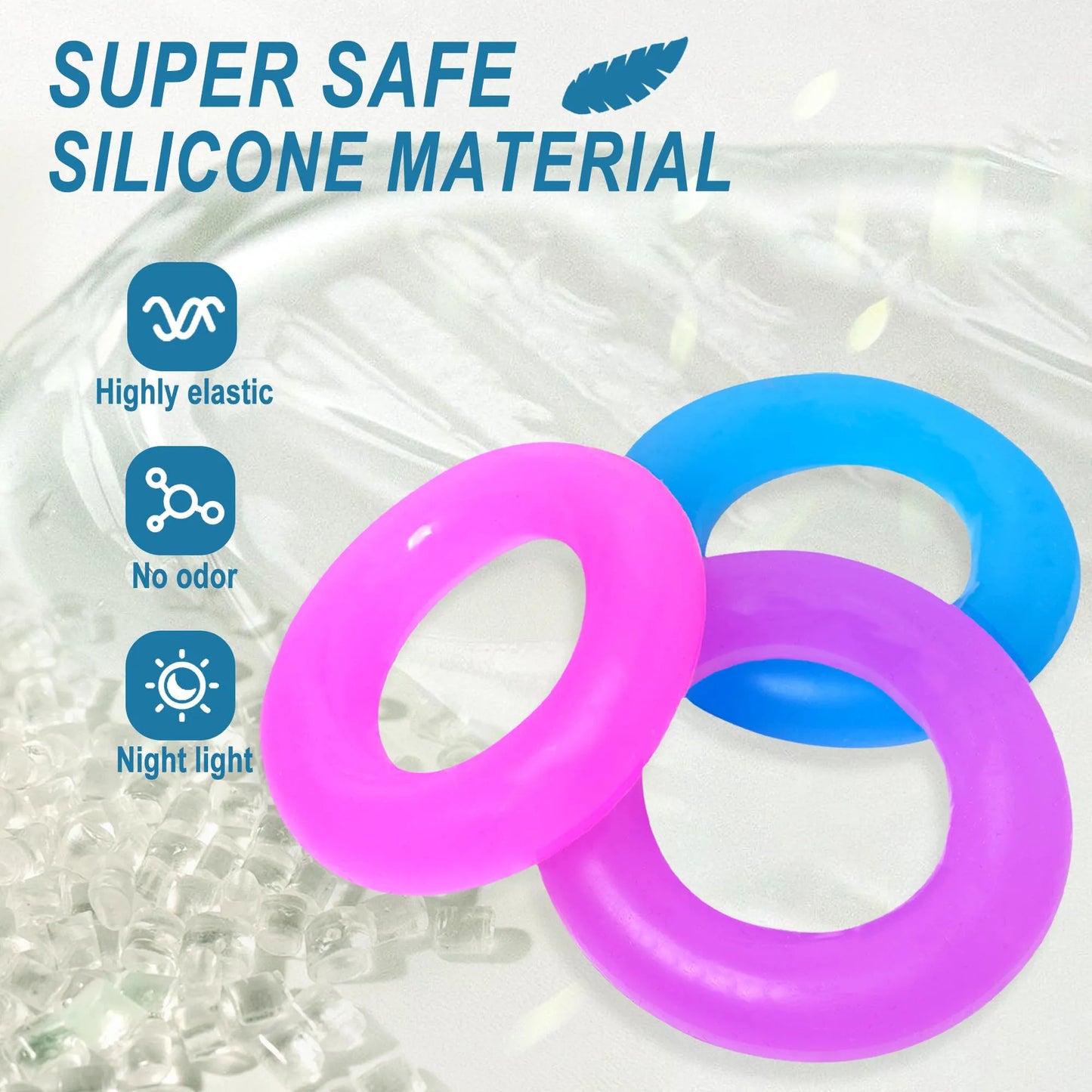 3pcs Luminous Silicone Penis Rings Penis Enhancer Delay Ejaculation Peni Trainer for Men Masturbation SexToys Male Adult Product