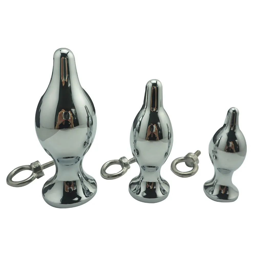 3pcs set Large medium small size  pull ring Crystal Metal Anal plug Booty Silver Stainless steel Jewelry butt plug Sex toys