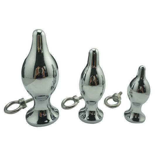 3pcs set Large medium small size  pull ring Crystal Metal Anal plug Booty Silver Stainless steel Jewelry butt plug Sex toys