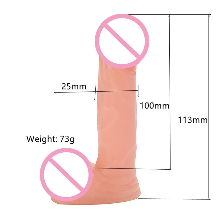 4 Inch Realistic Small Dildo Beginner Anal Plug Soft Anal Dildo with Curved Shaft and Balls Adult Sex Toy Women Men Couple