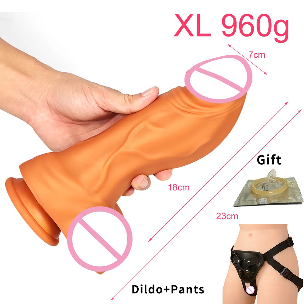 4 Sizes Huge Dildo Realistic Penis Sexy Toys For Women Masturbator Soft Big Dildo Anal Plug With Suction Cup Adult Sex Products