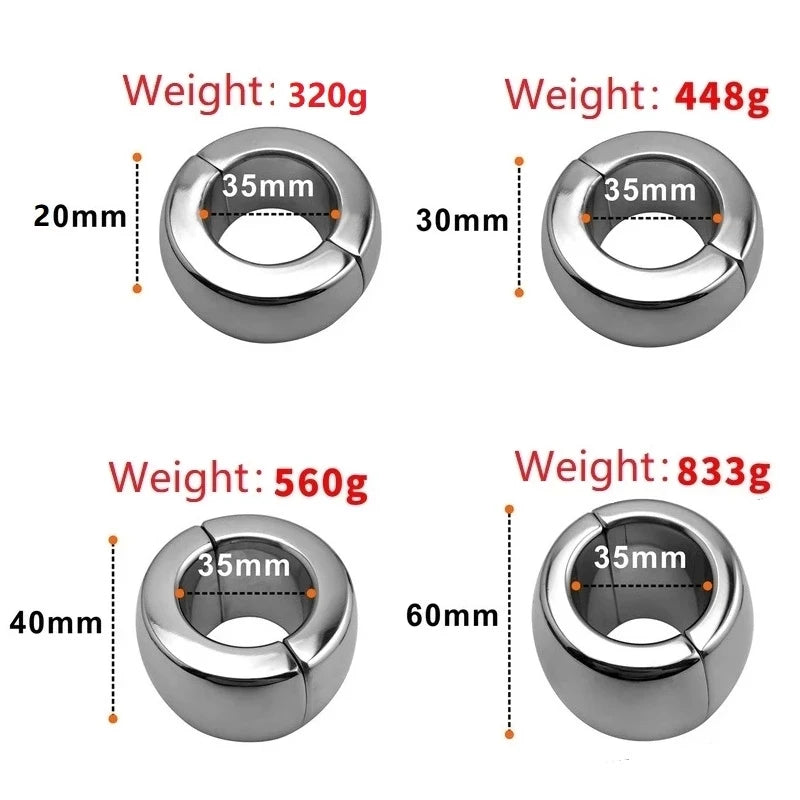 4 size Heavy stainless steel Testicle Stretchers Scrotum penis cock ring metal Locking pendant Ball Weight for CBT male sex toy